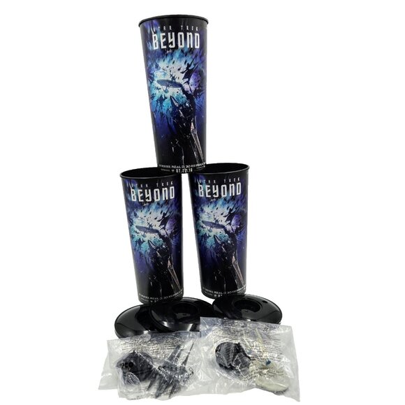 Star Trek Beyond U.S.S Franklin And Swarm Ship Toppers Movie Theater Promo Cups - Picture 1 of 16